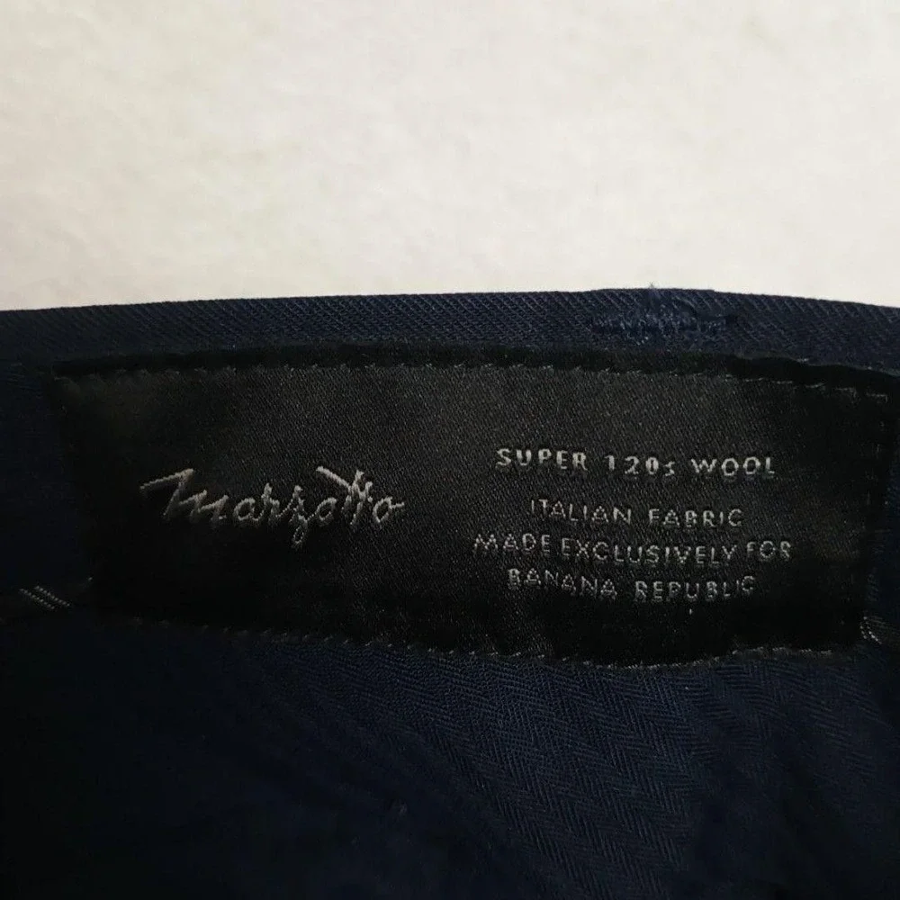 Banana Republic Pants Men 36x30 Blue Dress Slim 120s Marzotto Wool Suit Work
